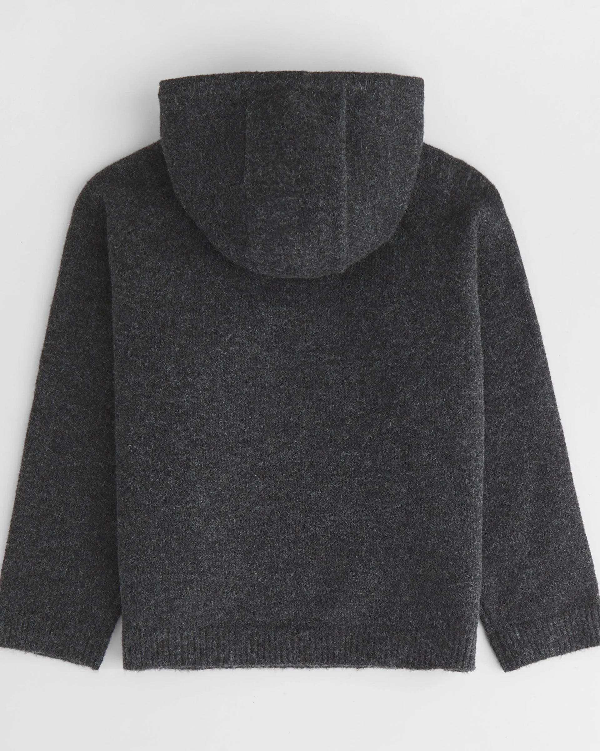Mini ADA Oversized Knit Hoodie - Dark Grey/Cream