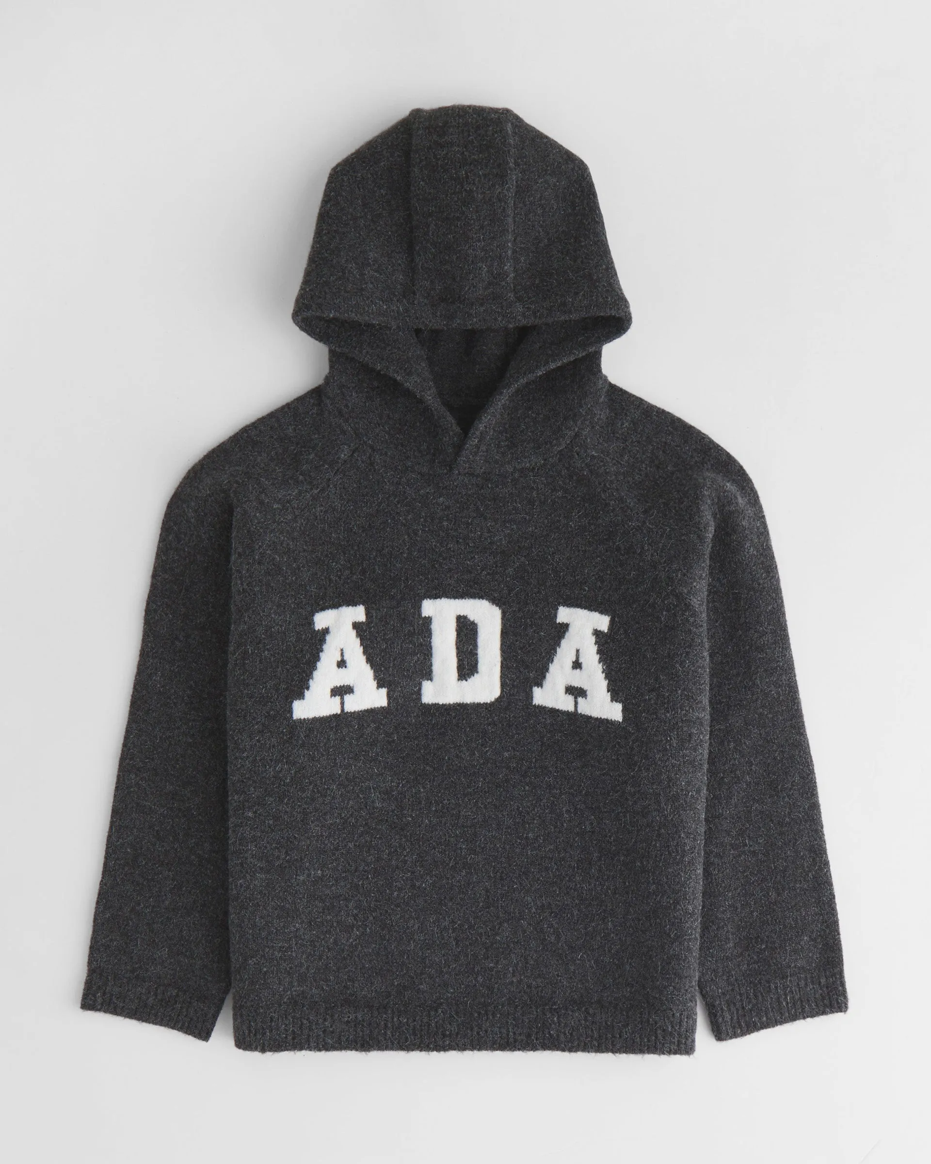 Mini ADA Oversized Knit Hoodie - Dark Grey/Cream