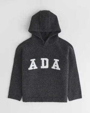 Mini ADA Oversized Knit Hoodie - Dark Grey/Cream