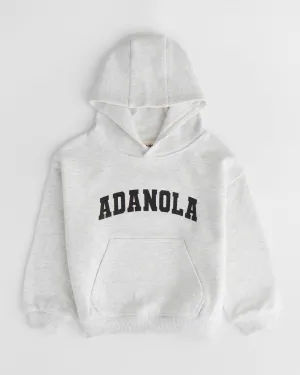 Mini Varsity Oversized Hoodie - Light Grey Melange/Black