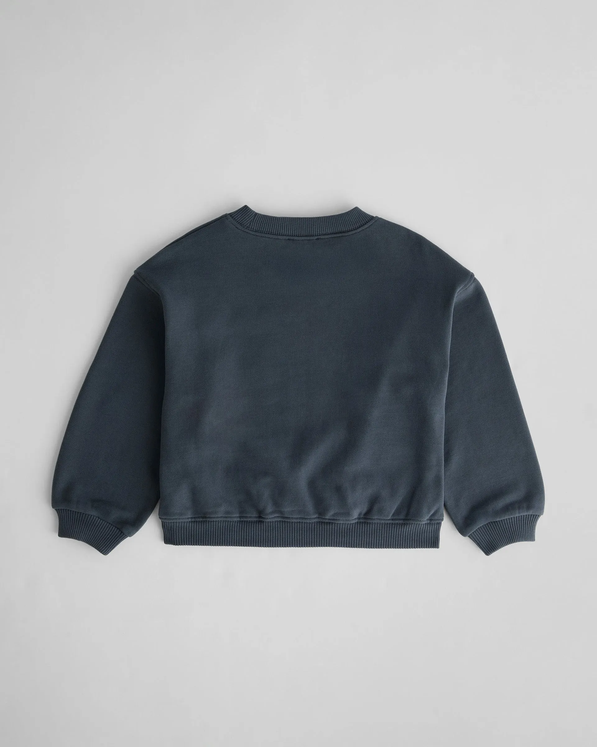 Mini Varsity Oversized Sweatshirt - Midnight Blue/Marshmallow White