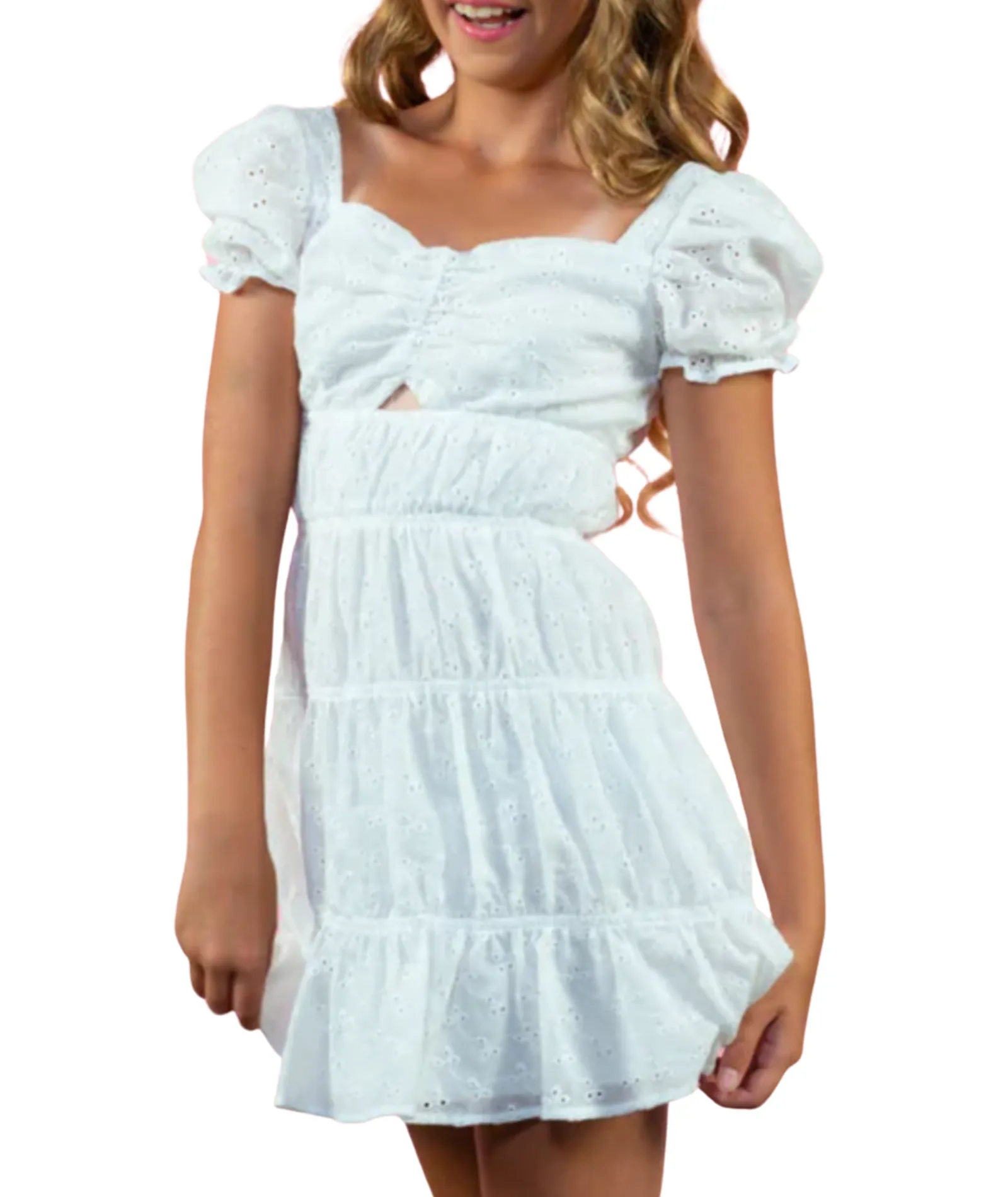 Miss Behave Girls Raquel Ruched Keyhole Dress