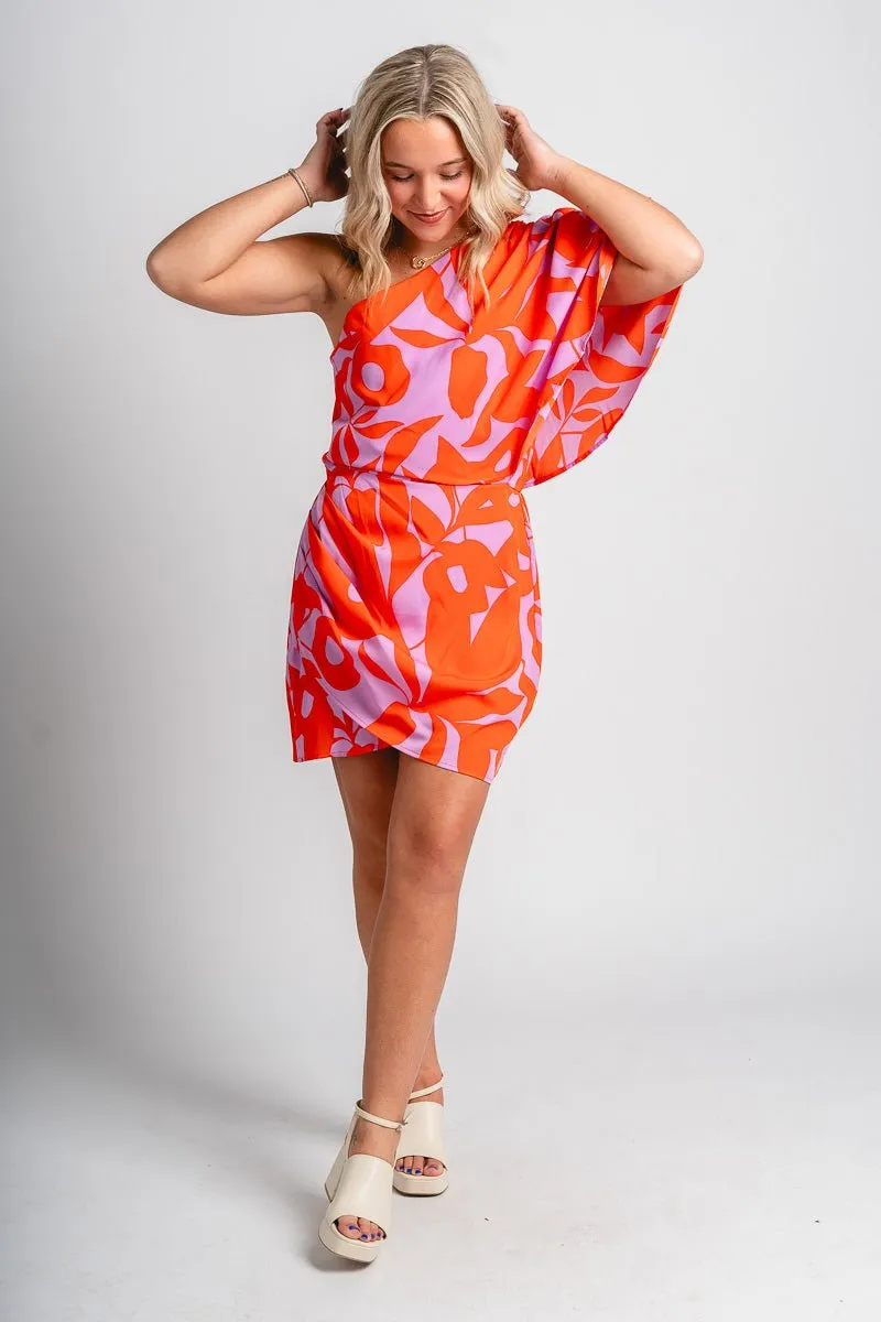 One shoulder bodycon dress red