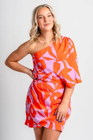 One shoulder bodycon dress red