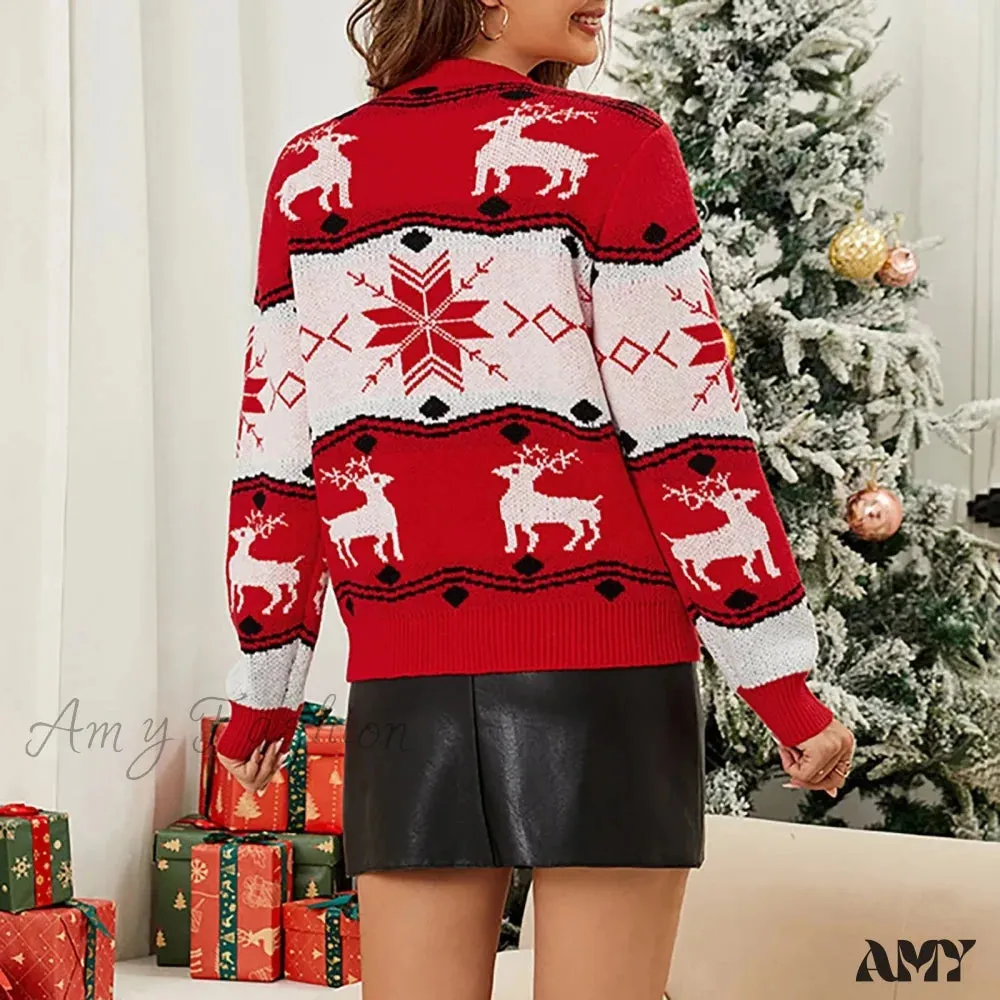 Patchwork Slim Pullover Knit Christmas Sweater