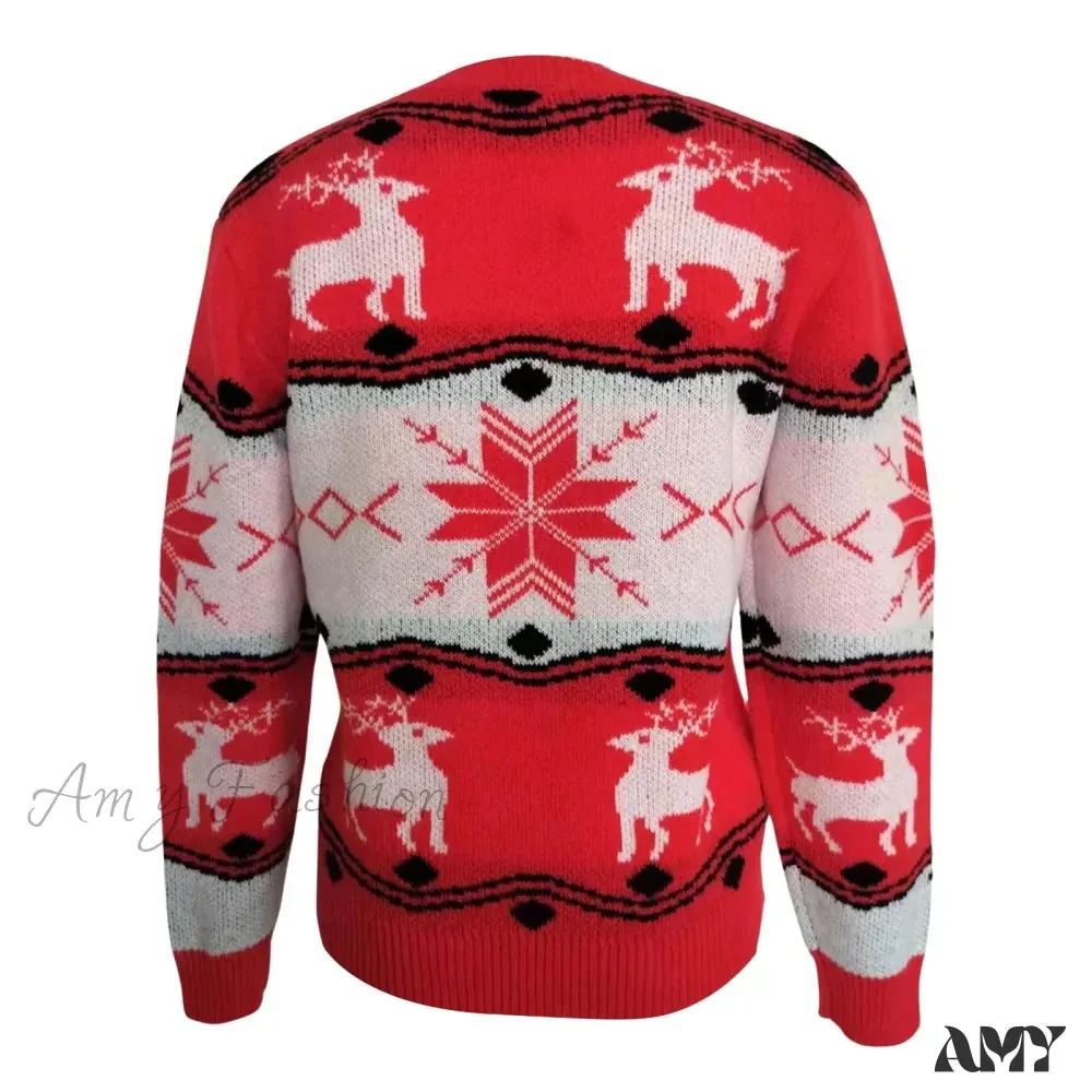 Patchwork Slim Pullover Knit Christmas Sweater