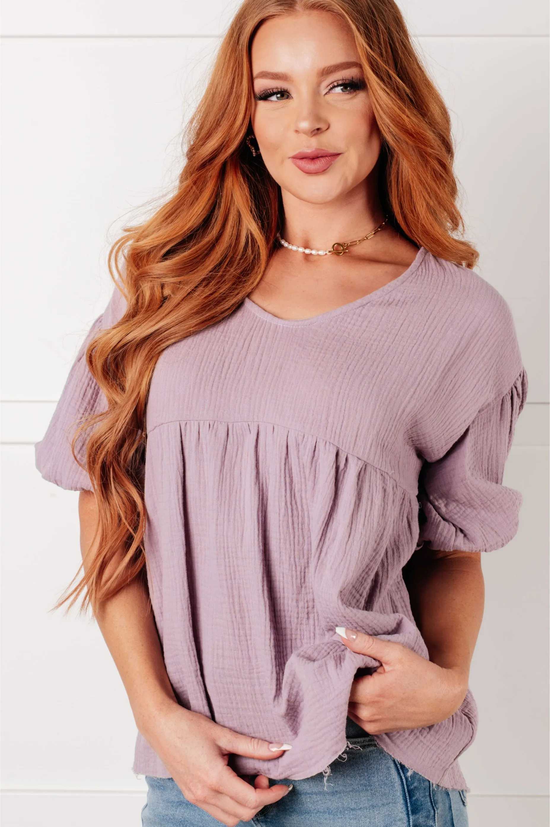 Pleasantly Perfect Bubble Sleeve Peasant Blouse (Online Exclusive)