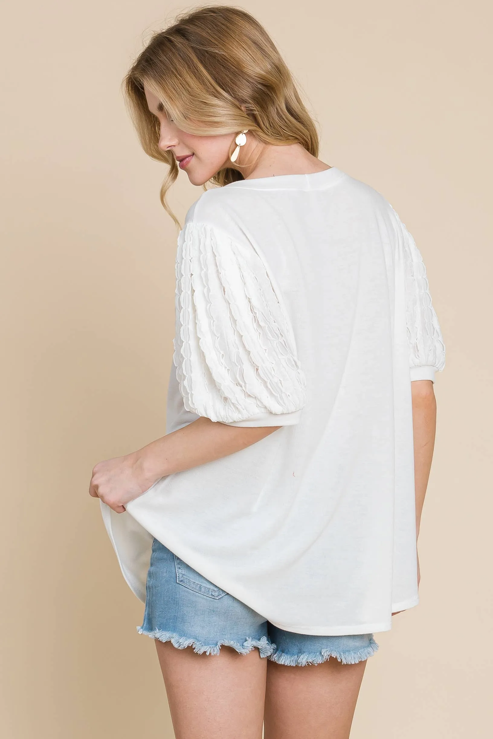 Plus Size Solid Casual Top With Contrast Sleeves: 3XL / Black
