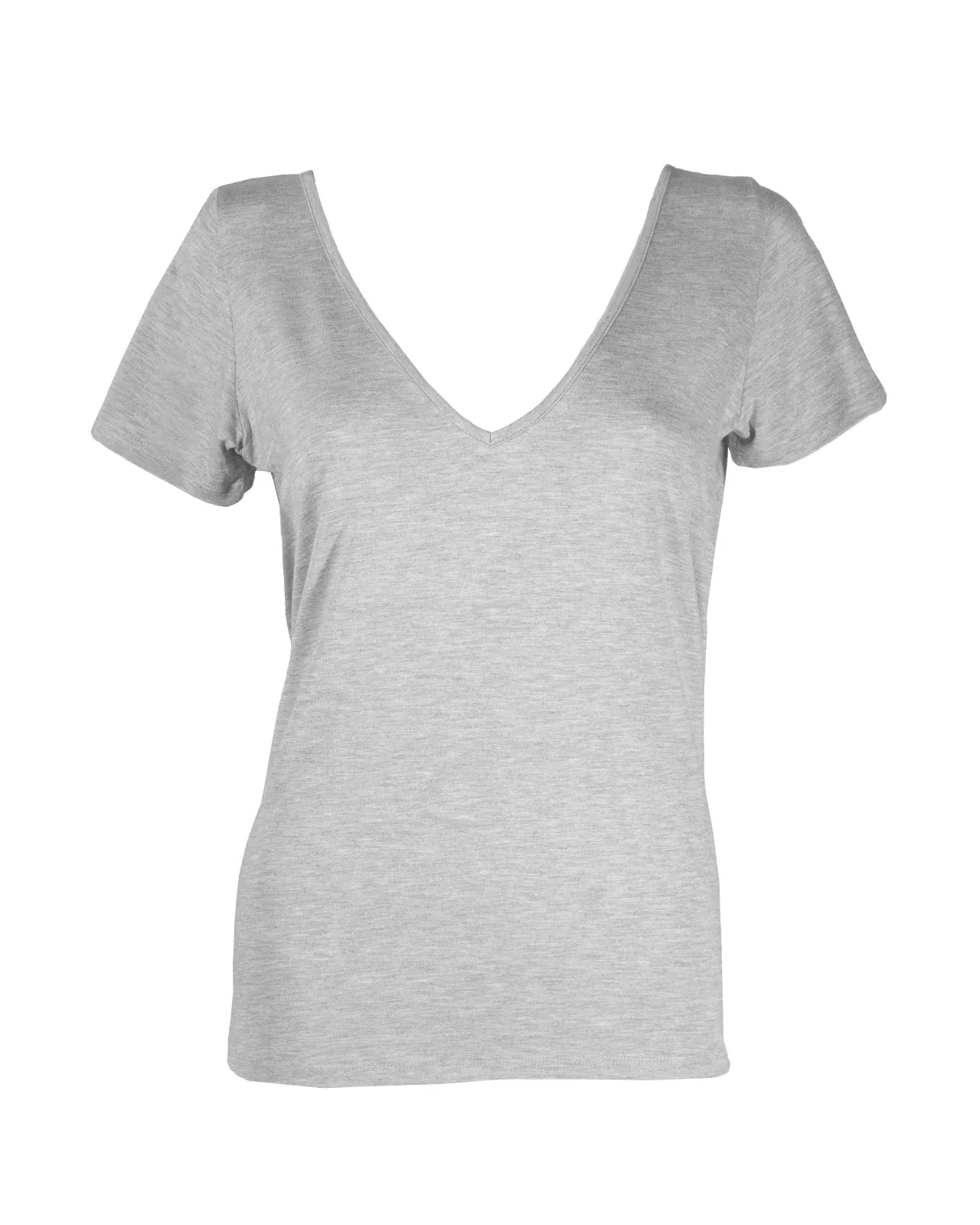 "The Marykate" - Lace Back Detail V-neck T-shirt (Grey)