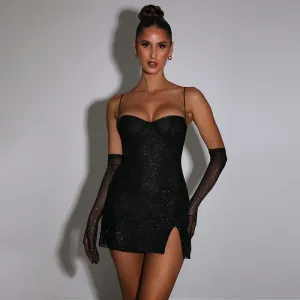 Radiant Glamour Slit Halter Bodycon Dress