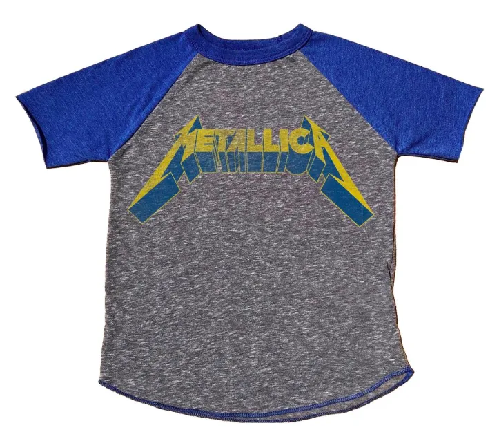 Rowdy Sprout - Metallica Raglan Tee in Cream and Heather Grey and Royal Blue