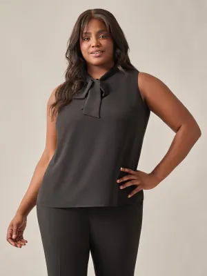 Sleeveless Bow Neck Blouse, Black