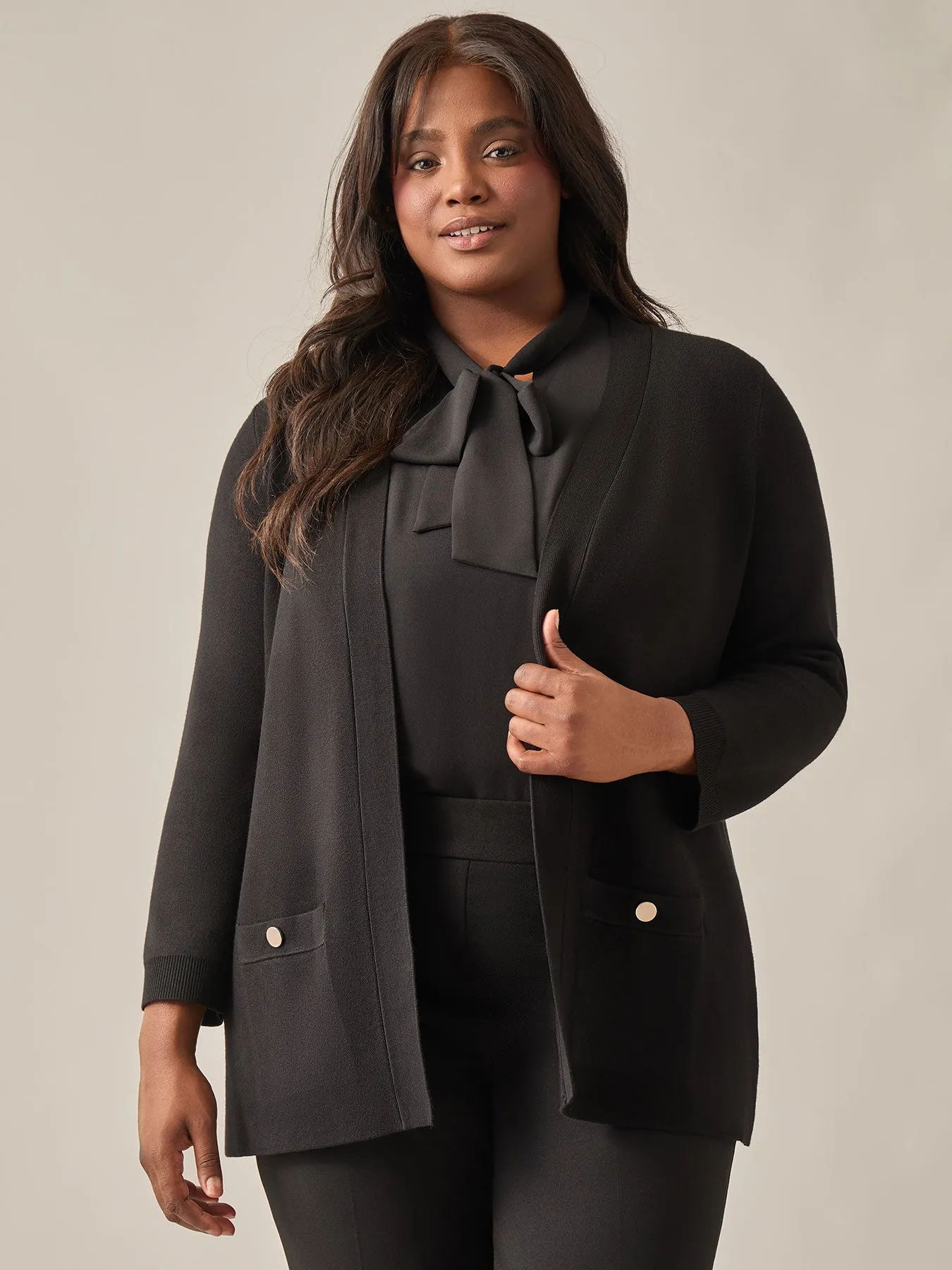 Sleeveless Bow Neck Blouse, Black