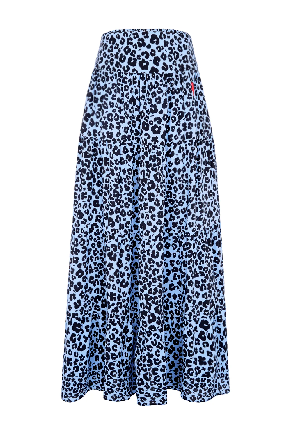 Soft Blue with Black Floral Leopard Maxi Skirt