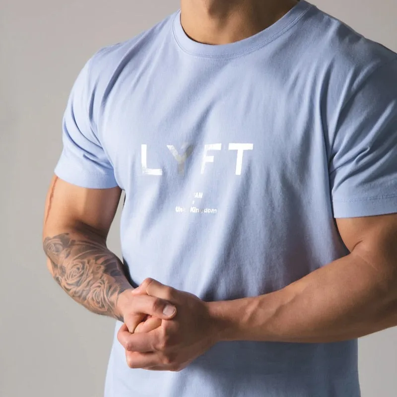 Summer Men Gym Cotton Short Sleeves Round Neck T Shirts Fitness Bodybuilding Shirts Printed Fashion Men
