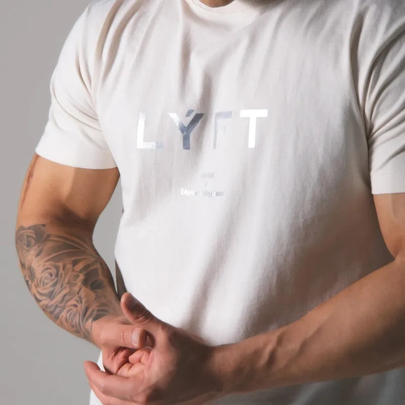 Summer Men Gym Cotton Short Sleeves Round Neck T Shirts Fitness Bodybuilding Shirts Printed Fashion Men