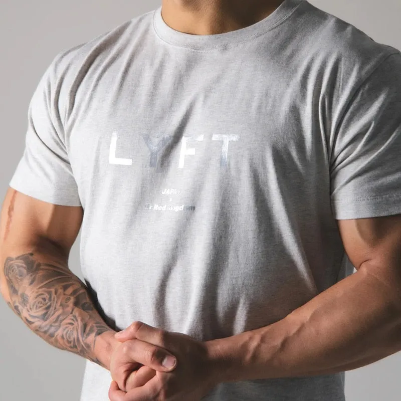 Summer Men Gym Cotton Short Sleeves Round Neck T Shirts Fitness Bodybuilding Shirts Printed Fashion Men