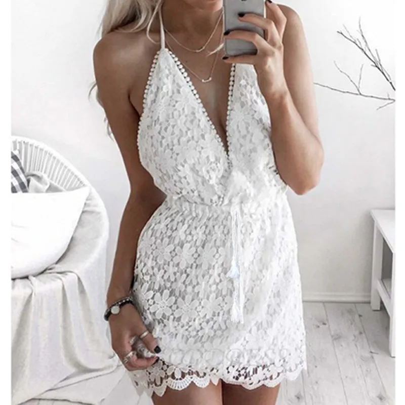 Summer New Arrival Sexy Lace Backless Bodycon Dress