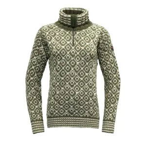 SVALBARD WOOL ZIP NECK OLIVE/OFFWHITE