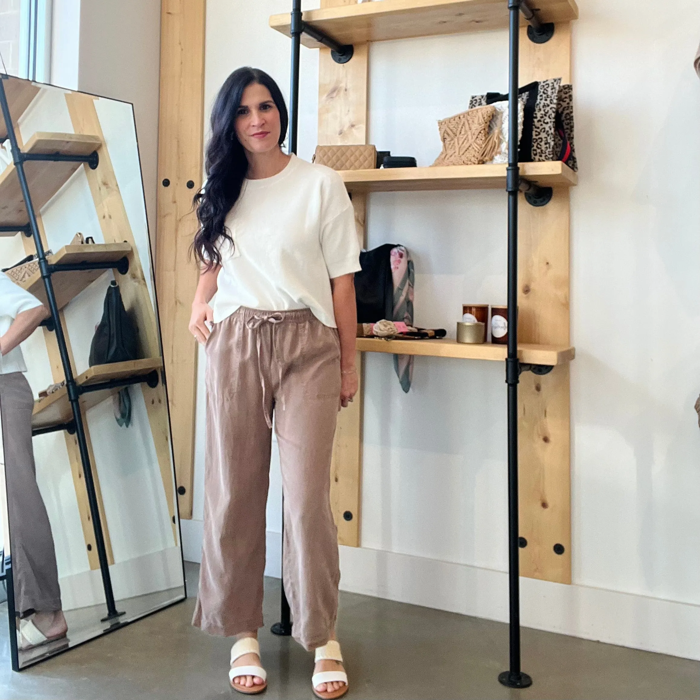 Tencel Wide Leg Crop Pants - Mocha