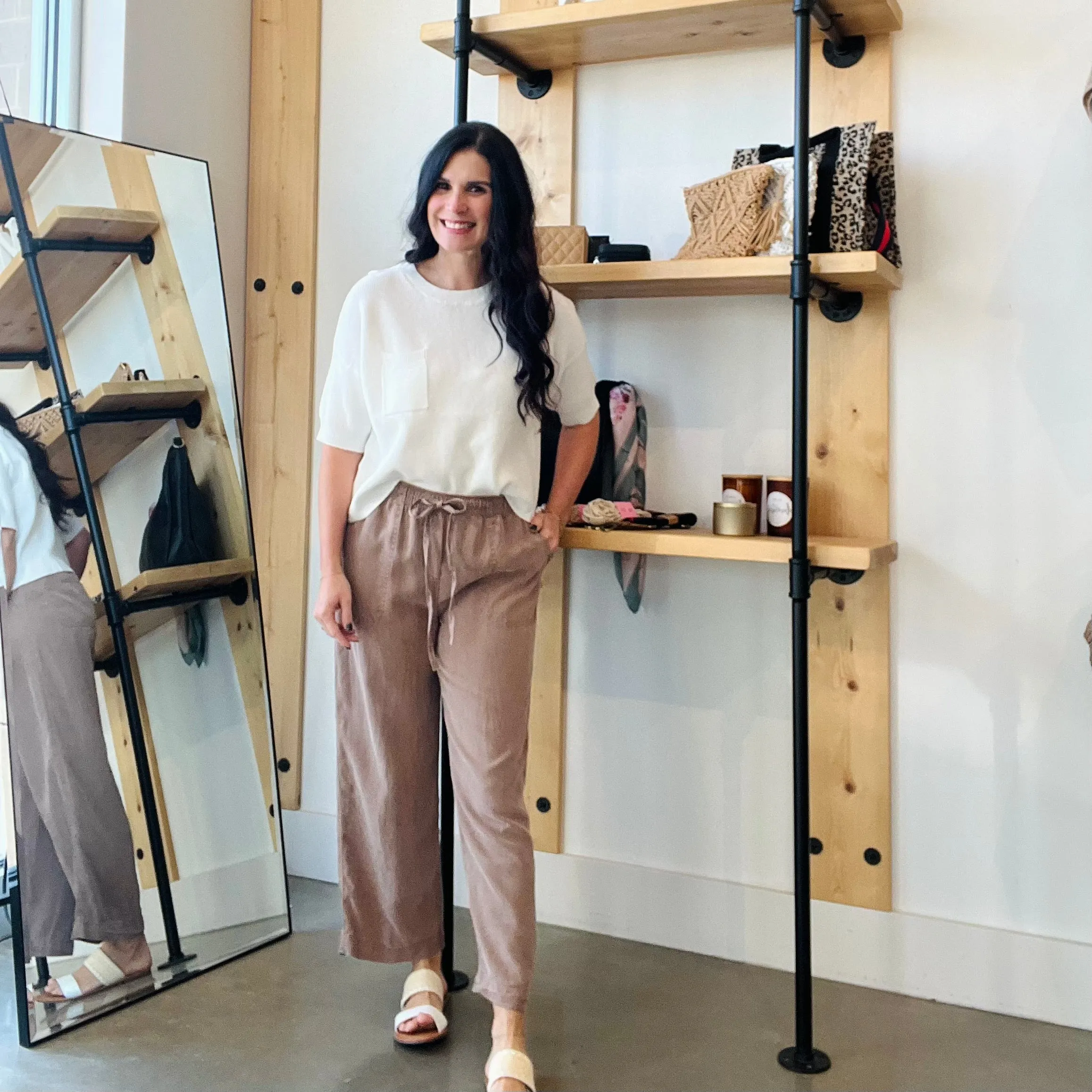 Tencel Wide Leg Crop Pants - Mocha