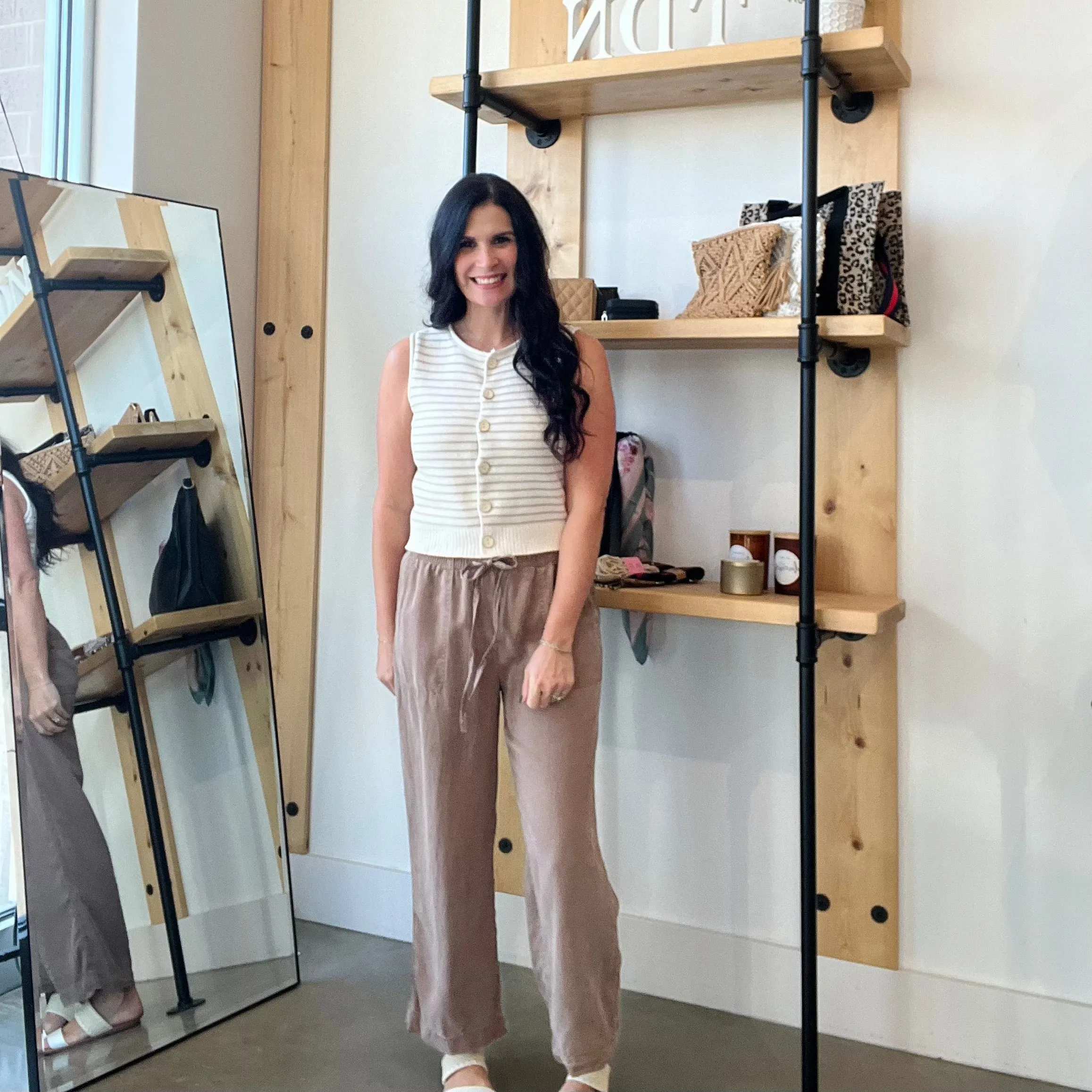 Tencel Wide Leg Crop Pants - Mocha