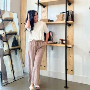 Tencel Wide Leg Crop Pants - Mocha