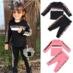 Toddler Girls Long Sleeve Leopard Top & Pants Girls Wholesale Clothing