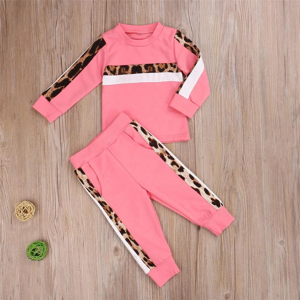 Toddler Girls Long Sleeve Leopard Top & Pants Girls Wholesale Clothing