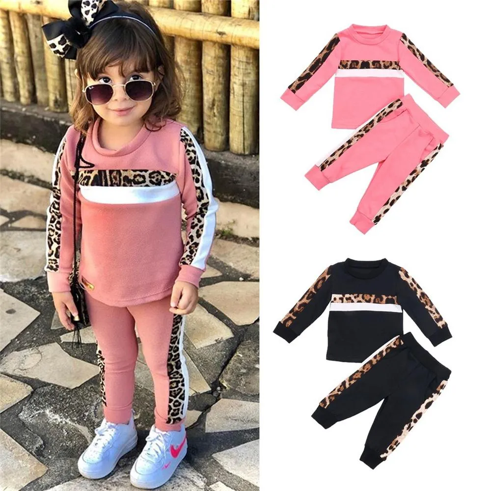 Toddler Girls Long Sleeve Leopard Top & Pants Girls Wholesale Clothing