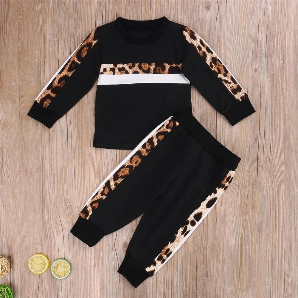 Toddler Girls Long Sleeve Leopard Top & Pants Girls Wholesale Clothing