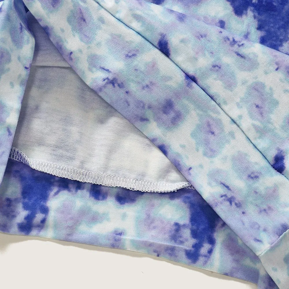 Unisex Tie Dye Printed Long Sleeve Hooded Top & Pants Bulk Kids Clothes