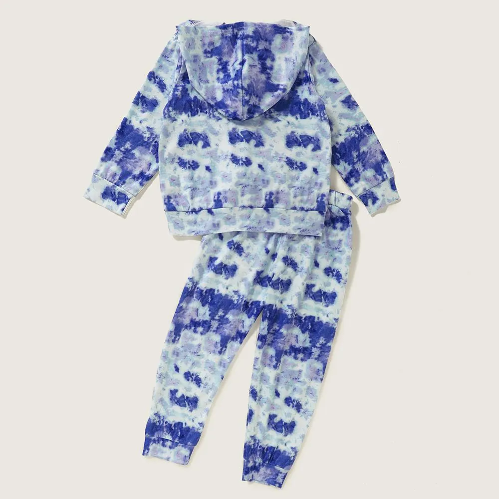 Unisex Tie Dye Printed Long Sleeve Hooded Top & Pants Bulk Kids Clothes
