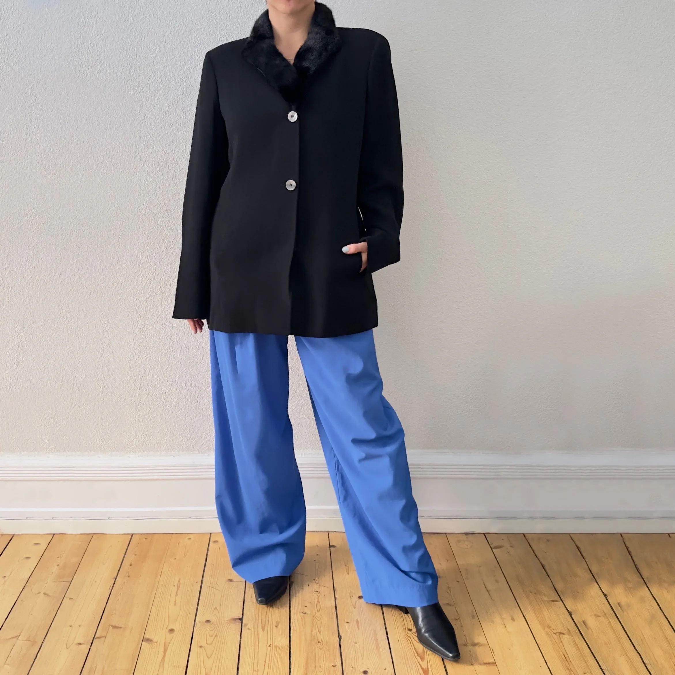Vintage Ferré Studio Black Blazer, EU 42