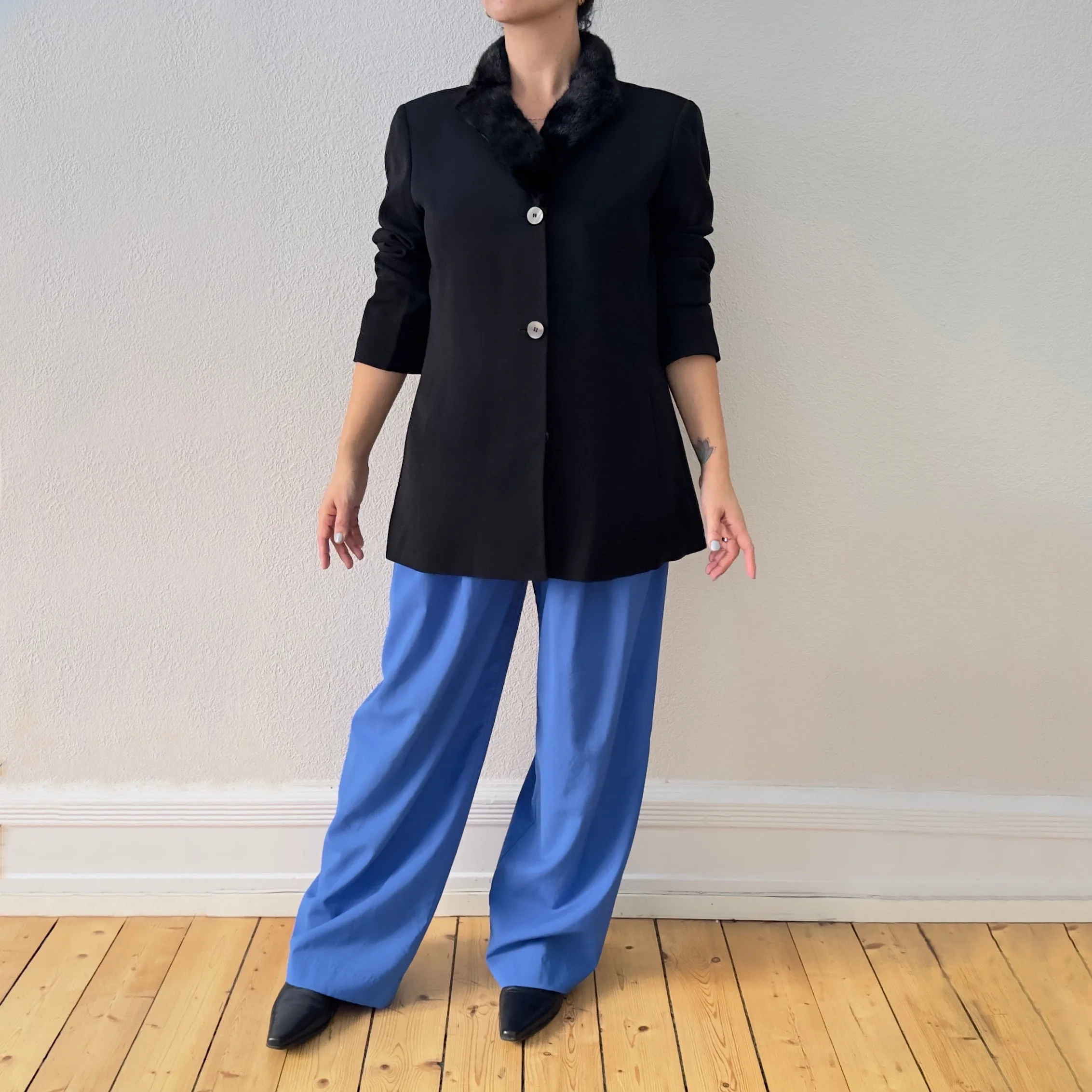 Vintage Ferré Studio Black Blazer, EU 42