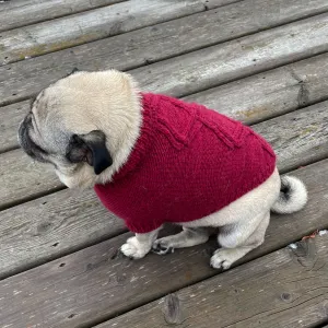 Warm Colorful Red Handknit Alpaca Dog Sweater