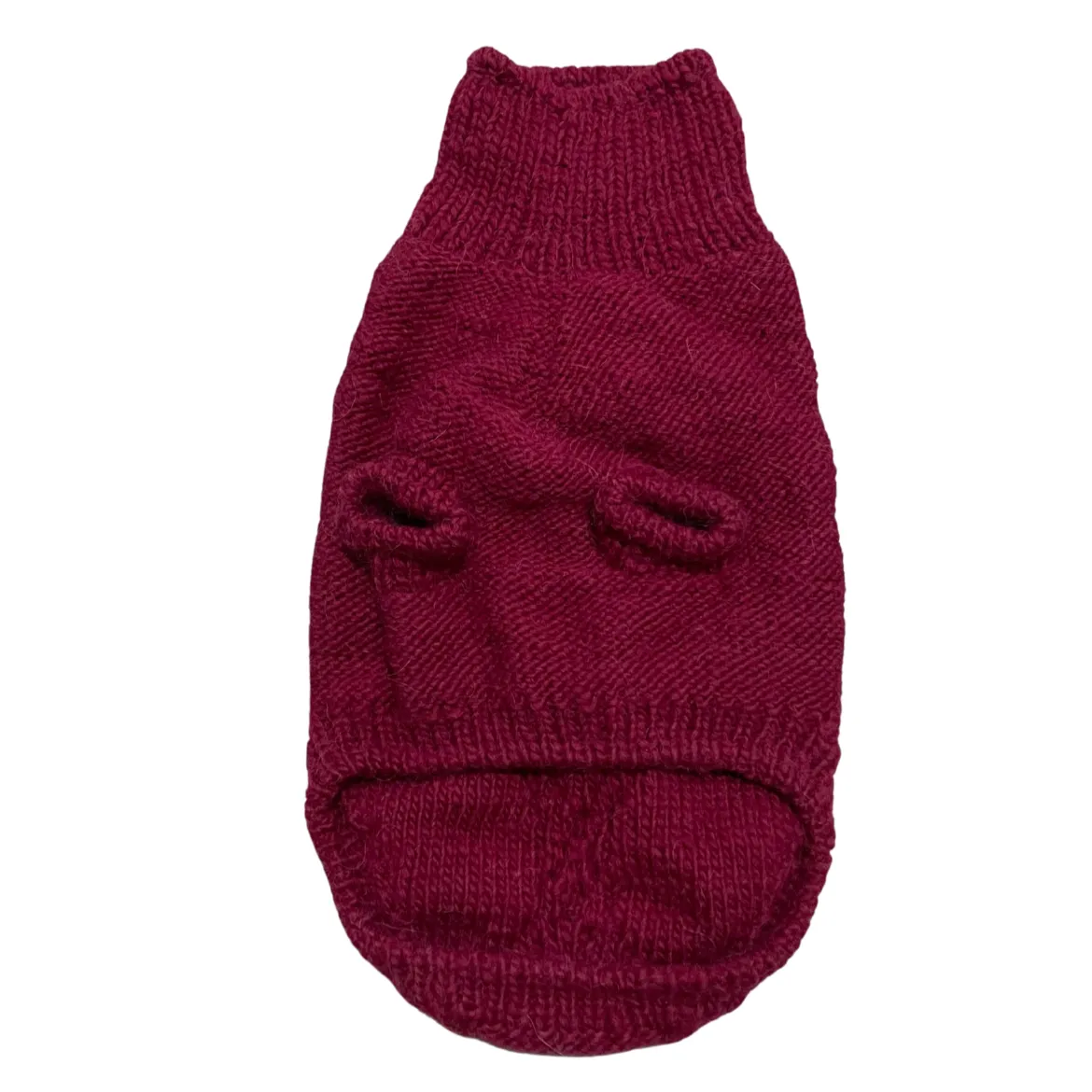 Warm Colorful Red Handknit Alpaca Dog Sweater