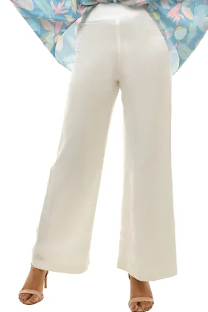 White Flared Pants for Women – Comfortable Modal Satin Pant for Chic Everyday Looks