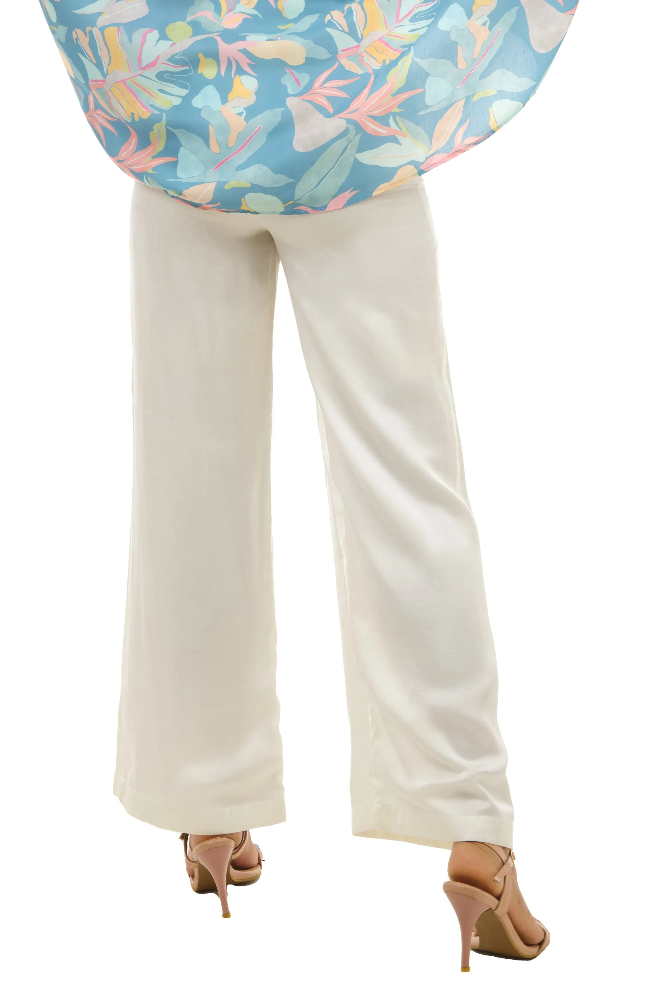 White Flared Pants for Women – Comfortable Modal Satin Pant for Chic Everyday Looks