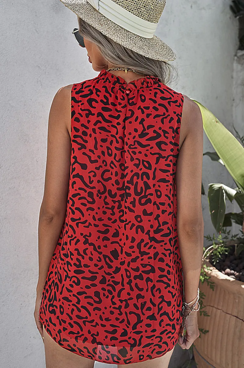 Who's That Girl Ruffled Leopard Blouse