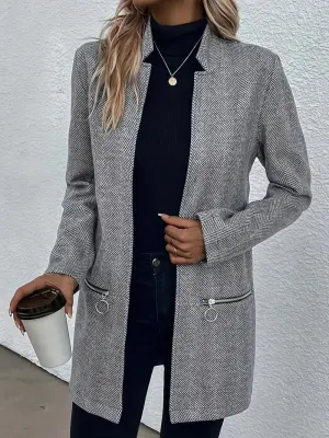 Winterblazer voor dames - plus size, houndstoothmotief & elegantie