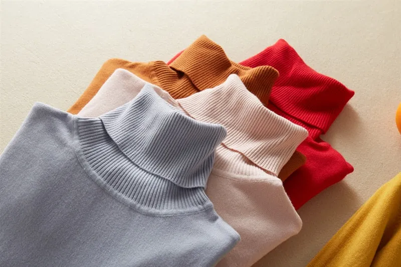 Women'S Tops Solid Turn-Down Collar Thick Turtleneck Pullovers
